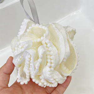 Bath Sponge Flower Large Size Soft For Women White Polyester - Product Image 4