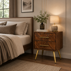Wholesale Wooden <b>Bedside</b> <b>Table</b> 2 Drawer Nightstand Modern <b>Minimalist</b> OEM ODM Custom Supplier Direct Supply Bedroom Furniture - Product Image 1