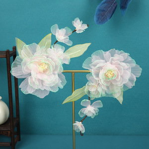 Nouveaux accessoires pour cheveux de style antique, design original, faits à la main, accessoires pour cheveux en forme de fleur de pivoine verte fraîche perforée, cheveux - Product Image 1