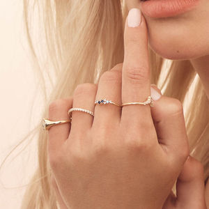 แหวนแต่งงานสัญญาแหวนเงิน925ลูกบาศก์ดาวแหวน - Product Image 6