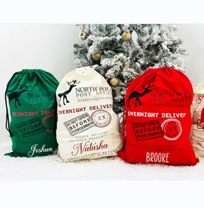 个性化圣诞包定制名称圣诞老人包超大尺寸圣诞老人包，带拉绳