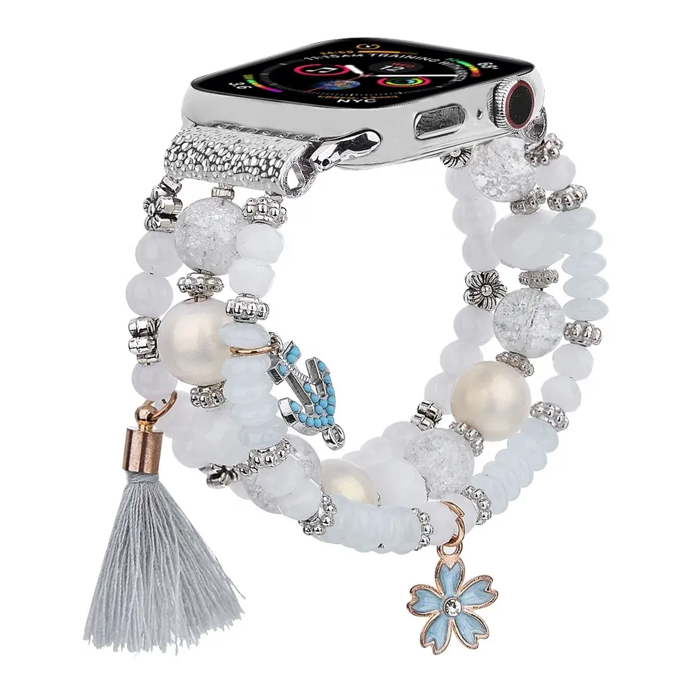 Bracelet élastique en cristal pour Apple Watch, femmes, série 6 5 4 3 SE, perles de luxe, bracelet de rechange, 40mm, nouvelle tendance