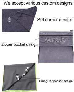 Toalla Deportiva Personalizada con Logotipo Bordado, Super Absorbente, de Microfibra, para Gimnasio y Fitness, con Bolsillo con Cremallera - Product Image 3