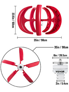 400W 12V/24V Vertical Wind <b>Generator</b>, Red Lantern Type 5-Blade Wind <b>Power</b> Kit R-1000 400W <b>Power</b> Reliable Off-Grid Energy S - Product Image 3