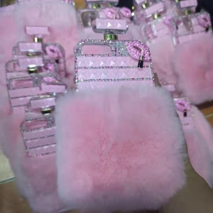 Custodia 3D in Cristallo con Diamanti Fatti a Mano, Copertura Morbida in Pelliccia di Coniglio per iPhone 11 12 13 14 15 16 17 Plus Pro Max - Product Image 5