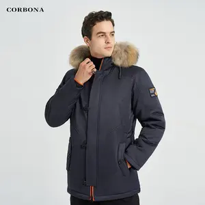 CORBONA N3B mantel Parka pria, jaket tudung bulu asli kebesaran musim dingin tipe N3B