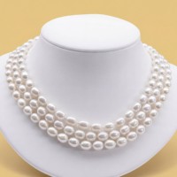 Collier de perles d'eau douce ovales naturelles, haute brillance, simple rangée, bijoux classiques pour femmes, à porter au quotidien