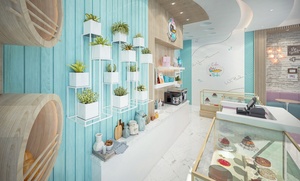 Vetrina Espositiva Personalizzabile in Legno Massello Blu <span class=keywords><strong>Rosa</strong></span> Stile Moderno Minimalista con Illuminazione LED per <span class=keywords><strong>Pasticceria</strong></span> e Gelateria - Product Image 2