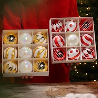 Vente en gros d'usine, pendentifs de boules de Noël miniatures de luxe sur mesure, ensemble de 9 pièces, décorations suspendues, arrangements pour scènes photographiques