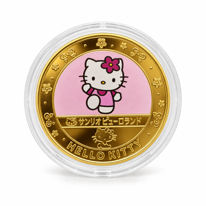 Moneda de Gato con Lazo Rosa 2026, Cinco Poses de Amigas Bonitas, Hierro Bañado en Oro con Estuche - Product Image 2