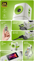 Accessoire de mode, mini caméra numérique, véritable 2K 30fps, caméra portable avec 180° °   Objectif rotatif, batterie 1000 mAh pour vlog de voyage