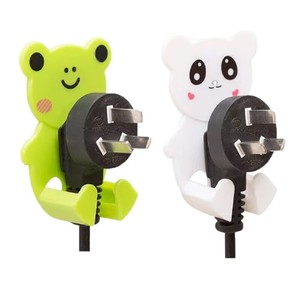 Cartoon Plug Hooks Self Adhesive Wall Mounted Power Cord Organizer Kitchen <b>Electric</b> <b>Wire</b> Holder Punch Free Plastic ABS - Product Image 1