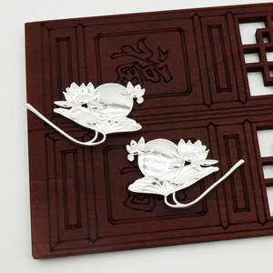 Lotus Leaf And Flower Hairpin Pendant Gold Plated Copper Ancient Style Hanfu Headdress <b>Wedding</b> <b>Accessory</b> - Product Image 4