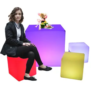 Night Club Outdoor Event Light Up Luminous Led Cube Chair Seat Table Bar Stool Furniture/Led Light Cube Seat Stool Chair