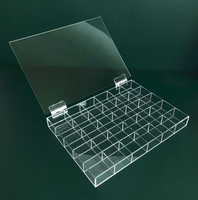 Boîte de rangement personnalisée en acrylique transparent à 30 compartiments, présentoir de bureau multi-compartiments à grille carrée pour boucles d'oreilles, bagues, bijoux, tampons et perles