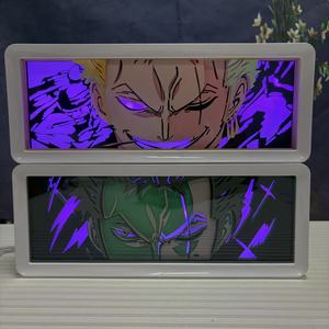 Boîte à lumière Roronoa <span class=keywords><strong>Zoro</strong></span> de 26 cm avec cadre en bois ABS, rétroéclairage RGB, piles 3AA, connexion USB-C, jouets d'anime japonais - Product Image 5