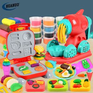 Ensemble de cuisine de simulation pour enfants 3 en 1 machine à crème glacée machine à nouilles pâte à jouer hamburger faisant modèle outil bricolage jouets en argile - Product Image 2