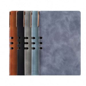 A5 Leather Hardcover Printed Notebook with 100 Sheets for Business Guest Book and Wellness <b>Journal</b> - Product Image 1