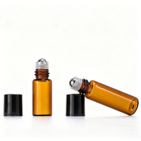 Flacons à bille transparents ambrés 1ml 2ml 3ml 5ml – Mini flacons en verre roll-on pour parfums et huiles essentielles avec bouchon en plastique