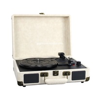 Enregistreur de plateau en cuir PU personnalisable, en usine, avec connecteur bluetooth, vinyle, sans fil, jeu avec haut-parleur