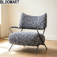 Fauteuil d'appoint en cuir véritable, structure en acier inoxydable, chaise de salon rembourrée pour hôtel, salon