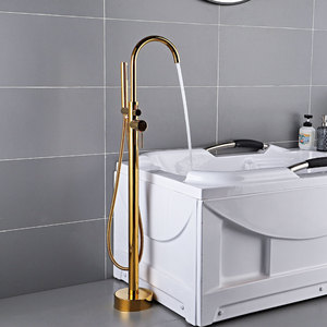 Cuvette <span class=keywords><strong>de</strong></span> baignoire en cuivre <span class=keywords><strong>de</strong></span> style rétro européen colonne <span class=keywords><strong>de</strong></span> douche robinet en laiton brossé doux indépendant baril en <span class=keywords><strong>bois</strong></span> piédestal hôtels - Product Image 5