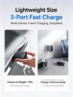 Anker 100W GaN 3 Port Pengisi Daya Dinding Cepat Layar Digital Pintar Colokan Lipat Adaptor Daya Multi Port untuk Laptop dan Ponsel