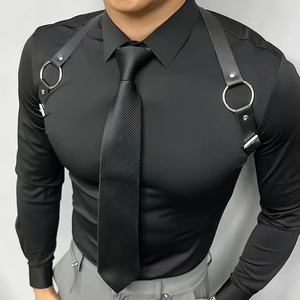 Cinture da uomo con imbracatura in pelle regolabile Gothic Punk Sexy Bondage bretelle in metallo spalline in stile gotico Punk - Product Image 4
