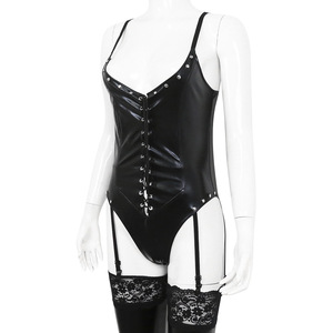 Venta al por mayor de fábrica de juguetes sexuales para adultos, vestido de cuero charol negro con tirantes, elástico, ropa erótica y coqueta. - Product Image 3