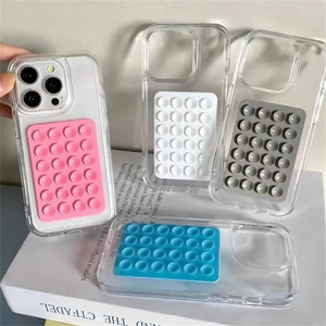 Coque de téléphone simple et transparente en silicone avec ventouse pour Samsung Galaxy S26 Ultra S25 S23 A57 A56, protection et poignée <span class=keywords><strong>selfie</strong></span> anti-stress - Product Image 1