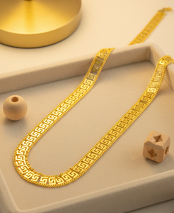 Bijoux Z H Dubaï 24K : Chaîne de soirée, boucles d'oreilles et collier en laiton plaqué or - Product Image 6