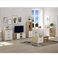 Chêne et blanc 6 tiroirs Double poitrine commode salon chambre vêtements tiroir assemblé commode rangement organisateur armoire