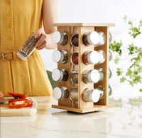 Étagère de rangement pour épices en bambou, support rotatif multi-trous pour assaisonnements sur comptoir, support en bois massif pour capsules de café pour la cuisine