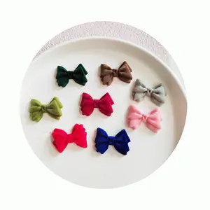 100ชิ้น Kawaii Flocking Bowknot Flatbackเรซิ่นCabochonsเครื่องประดับสําหรับScrapbookingเคสโทรศัพท์DIYเครื่องประดับหัตถกรรมอุปกรณ์เสริม