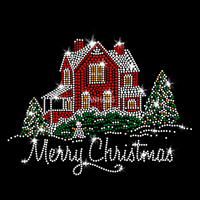 MOQ 30 pièces – Motifs de transfert en cristal personnalisables pour T-shirts – Décorations thermocollantes Bling Joyeux Noël
