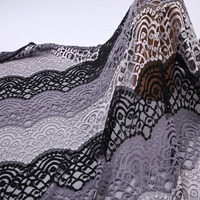 Tissu en dentelle tricolore à motif ondulé, tricoté, léger, doux et confortable pour robes féminines – En stock et sur commande