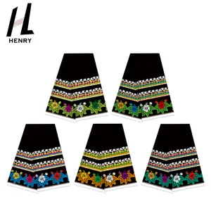 Henry Island Style Plumeria Design Print Custom 100% Polyester Fabrics For Garment Girls Clothing Fabric All White Black Sarong