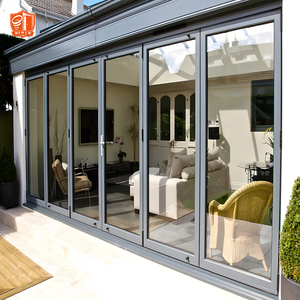 Puertas de patio de vidrio dobles plegables de aluminio corredizas de acordeón bloqueables internas modernas grandes - Product Image 1