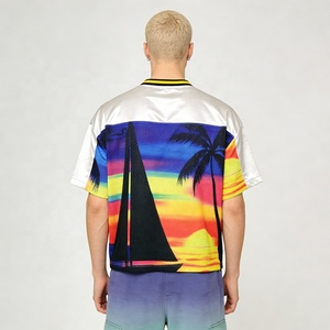 <span class=keywords><strong>Camiseta</strong></span> Deportiva Casual para Hombre, con Estampado Tropical Sublimado Arcoíris, Logotipo de Silicona 3D, Cuello en V, Malla Transpirable - Product Image 2