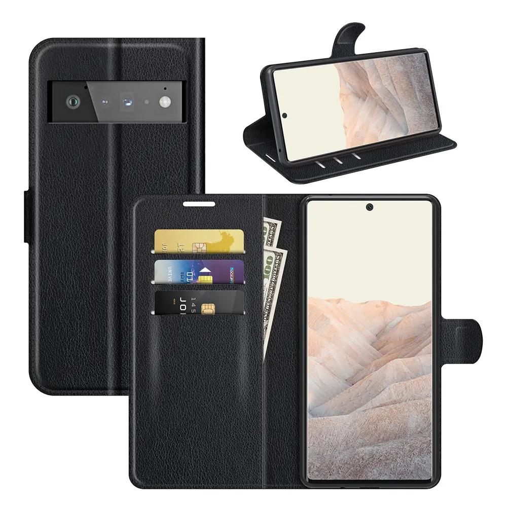 Card Holder Function Leather Flip Case For Google Pixel 6 PRO Leather Wallet Flip Cover Case PU Leather Flip Case