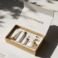 Boîte magnétique personnalisée et boîte cadeau blanc ivoire pour ensemble de soins de la peau et emballage de luxe, revêtement en papier de qualité supérieure