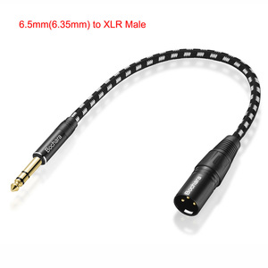 Câble audio blindé Bochara 30 cm tressé 6,35 mm <span class=keywords><strong>Jack</strong></span> stéréo vers <span class=keywords><strong>XLR</strong></span> mâle/<span class=keywords><strong>femelle</strong></span> OFC pour microphone, mélangeur, amplificateur - Product Image 4