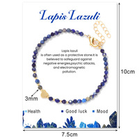 Bestone Bracelet de perles à facettes en plaqué or 18 carats 3mm grenat améthyste pour femmes Bracelets de perles à la mode avec carte incluse