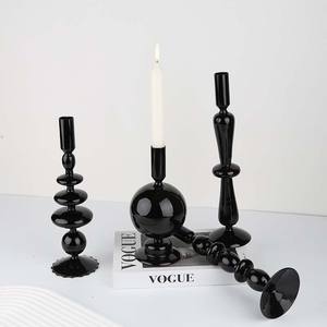 Nordic Candlestick Black 4-teiliges Set Kerzenhalter Kerzenhalter Glas kerzenhalter für Tisch dekoration - Product Image 2