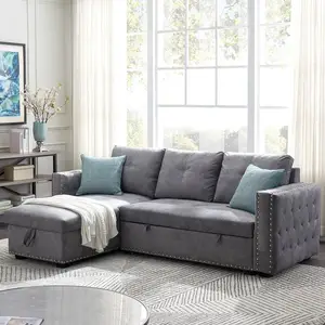 Современная новая мебель для дома раскладной диван для гостиной диван-кровать тканевая мебель для спальни деревянная OEM 5 комплектов