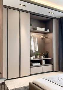 Armoire en bois moderne simple de haute qualité, panneau en MDF mélaminé durable, coulissant personnalisable pour la maison, la chambre à coucher, le salon, l'hôtel - Product Image 3