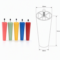 Pieds de meubles coniques en plastique à installation rapide avec boulon fileté, pieds de remplacement colorés pour canapé, chaise, armoire