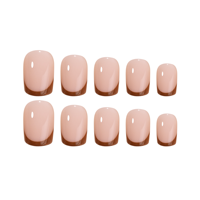 Faux ongles complets carrés marron, style hiver, prêts à l'emploi, 30 pièces, en acrylique, réutilisables avec colle pour les doigts
