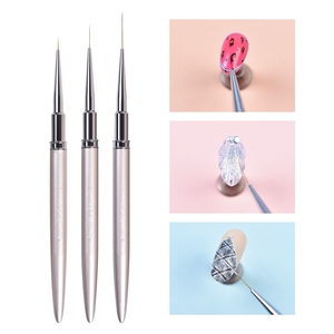 Pinceau à rayures pour ongles 100% Kolinsky Sable, manche en métal, stylo de précision pour la peinture, pour le nail art professionnel - Product Image 1
