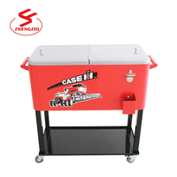 Glacière à glace de patio en métal 80QT, chariot à boissons, boîte sur roulettes